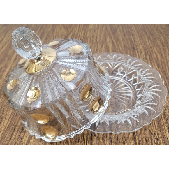 Antique Famous Gold by Co-Operative Flint EAPG Clear Butter Cover Dish 1880S - Picture 3 of 12